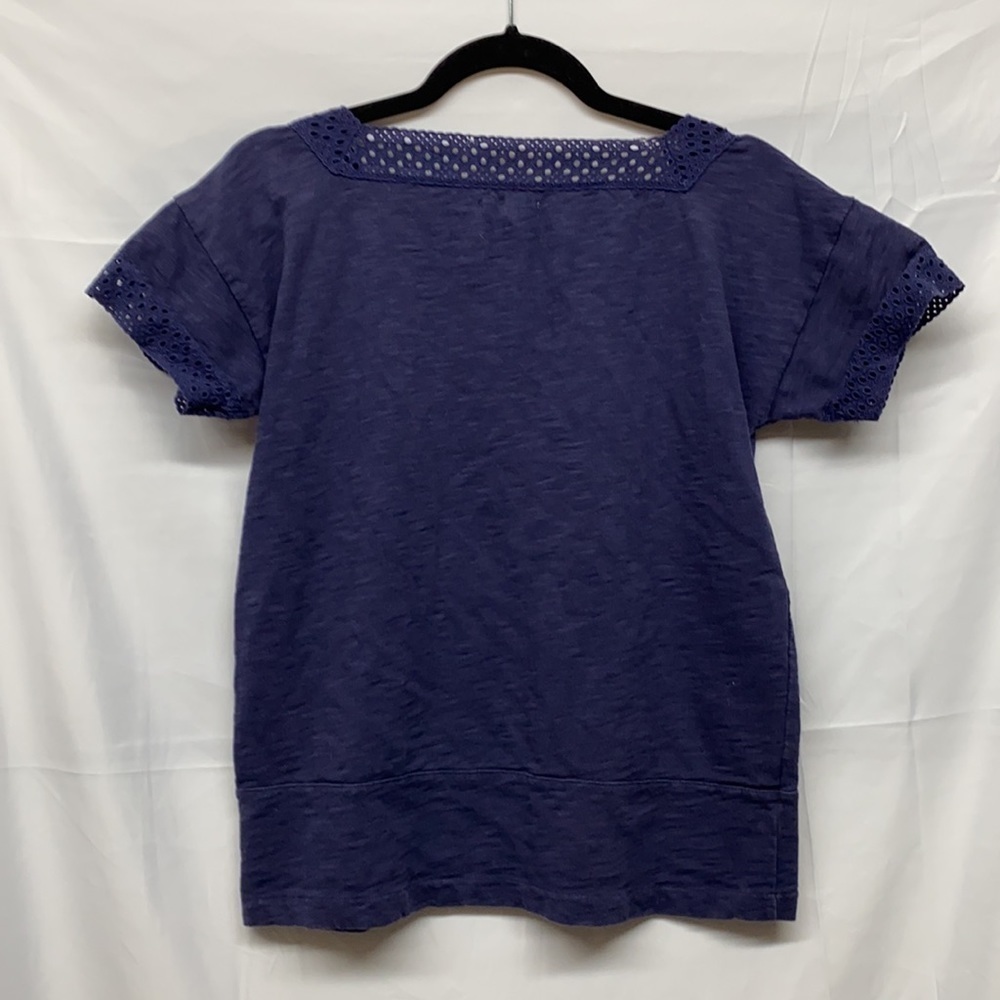 Madewell Eyelet Seamed Womens  Navy Shirt S - Picture 5 of 5